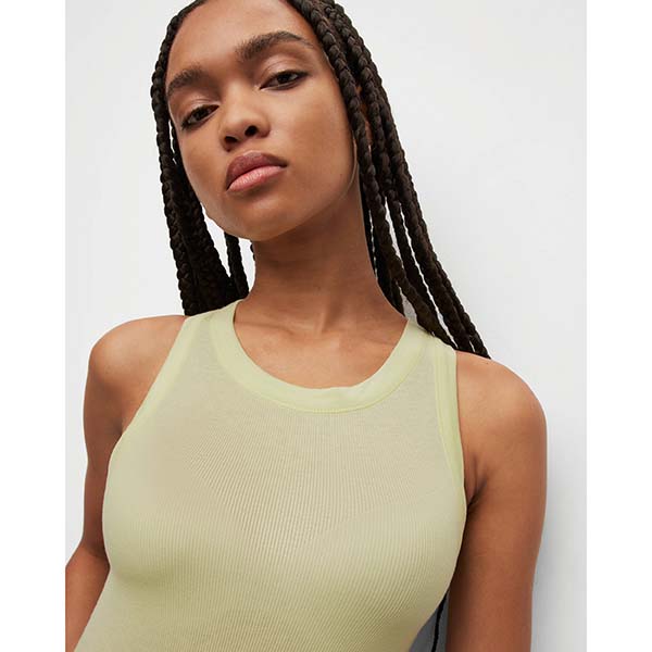 Allsaints Australia Womens Rina Crew Neck Sleeveless Tank Top Yellow Green AU01-401